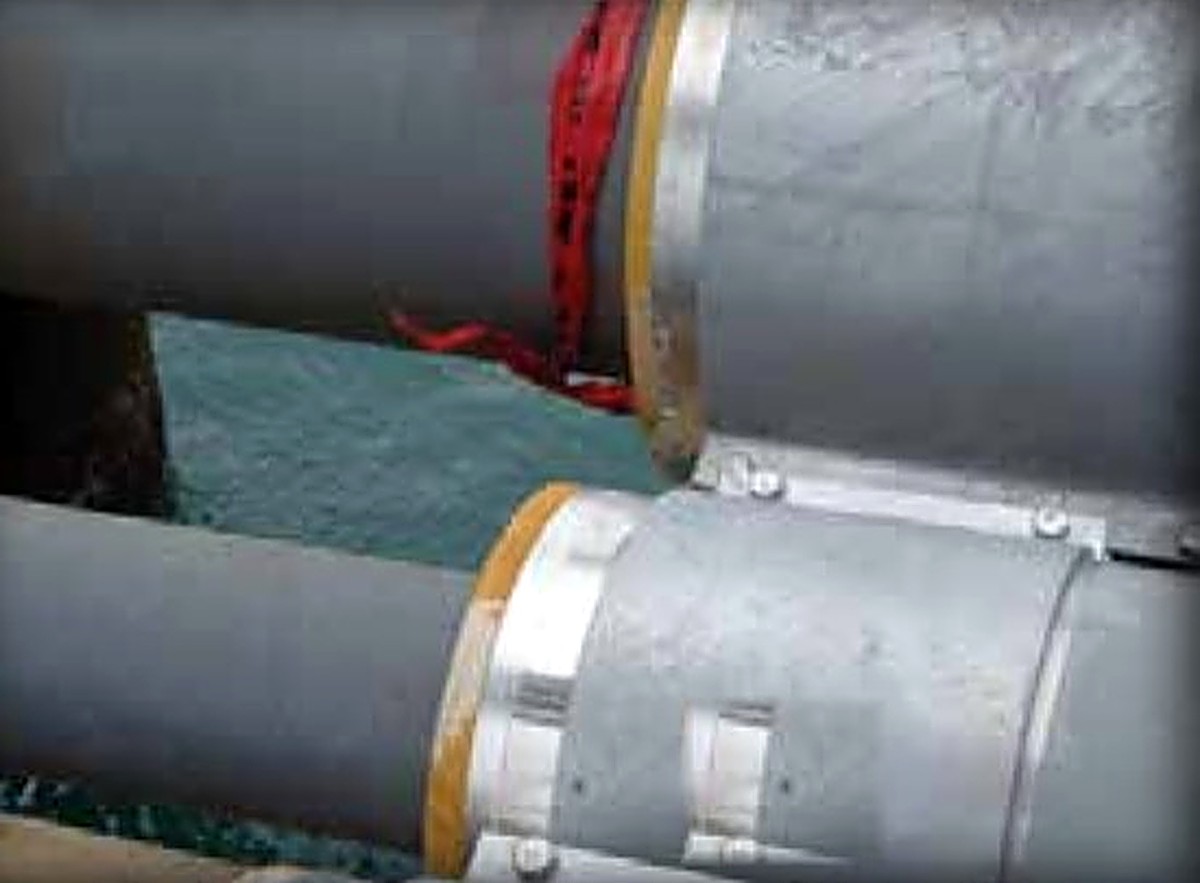 Insulated LPG pipes on cold insulation supports